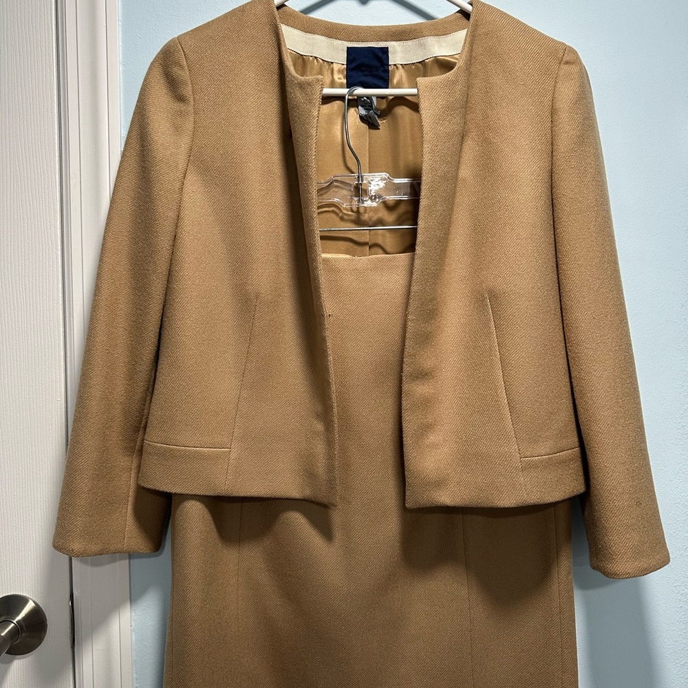 J. Crew Women's Camel Suit - Classic, Jackie O style jacket and skirt